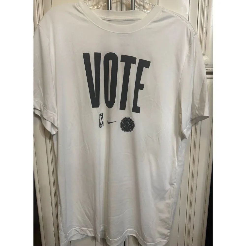 Nike Men's Dri-Fit Short Sleeve 2023-24 NBA Vote T-Shirt White Black Size L